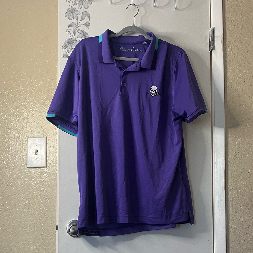 Robert Graham Purple Polo with Skull Emblem XL